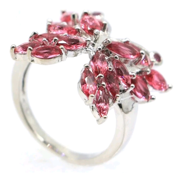 New  raspberry rhodolite garnet cz sterling silver ring - Picture 3 of 3